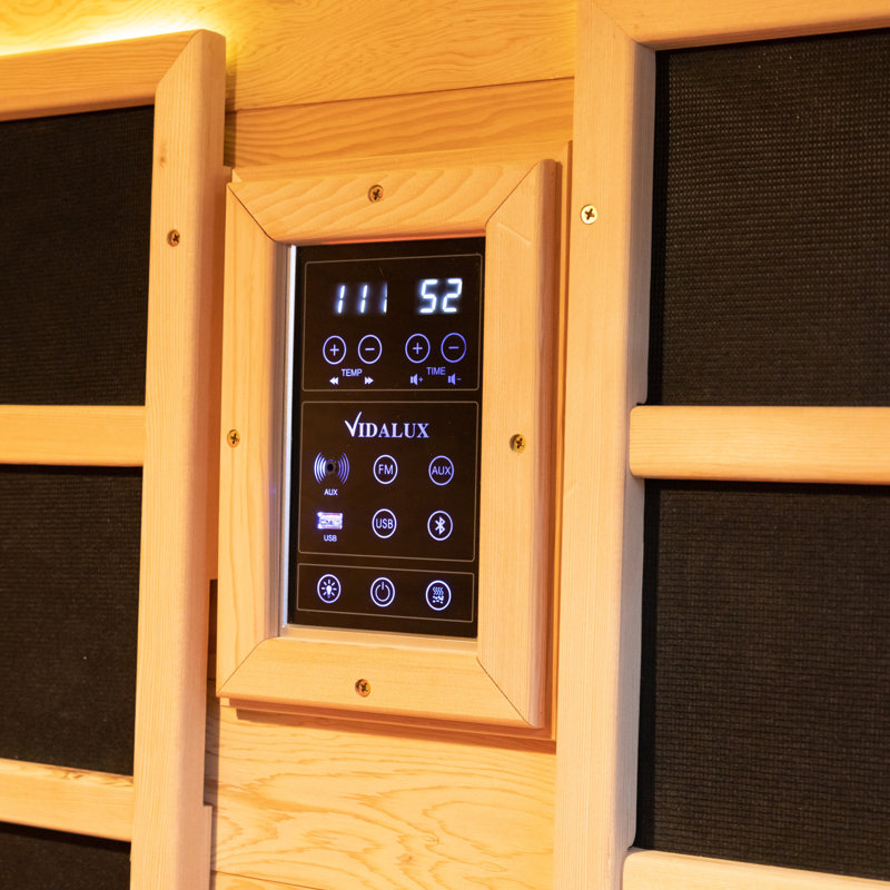 Luxury Dual-System Wood Sauna Room for 2-3 Person, Hybrid Indoor Sauna Spa,Canadian Hemlock, 4.5KW Heater, 195°F Steam+149°F Far Infrared, 10 Heating Elements, 220V, Oxygen Ionizer, 8mm Tempered-grass