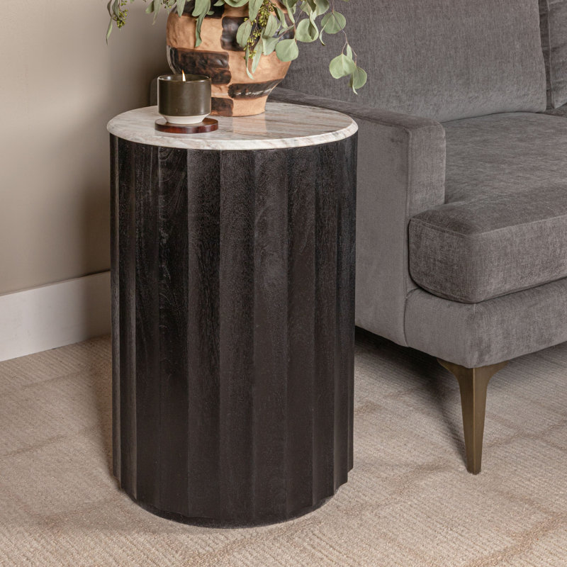 Table d'appoint Luca, Noir/noyer