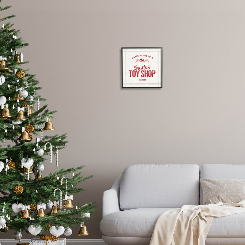 Père Noël, magasin de jouets rétro AT-205, Giclée encadrée noir minuit, H 12 po x l 12 po x P 1,5 po