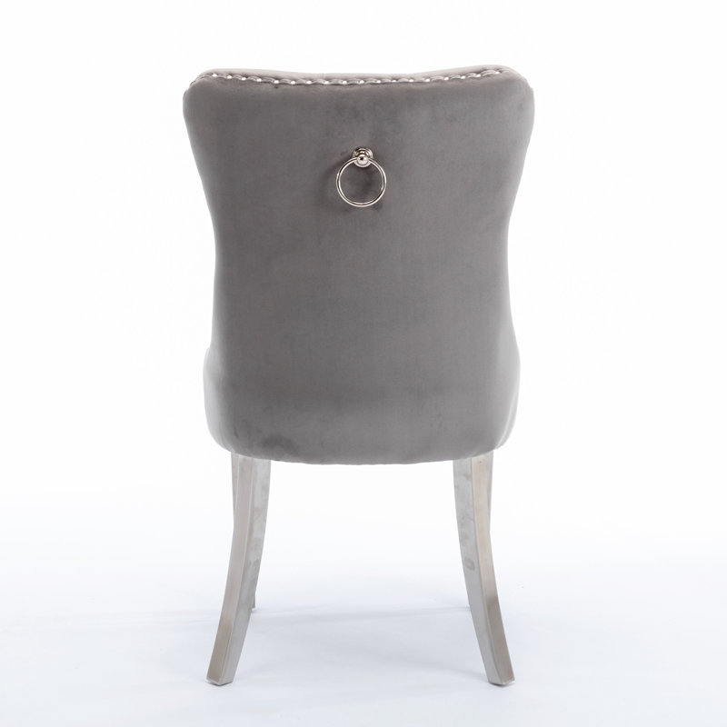 Gigee Dining Chair, Gray, Chrome