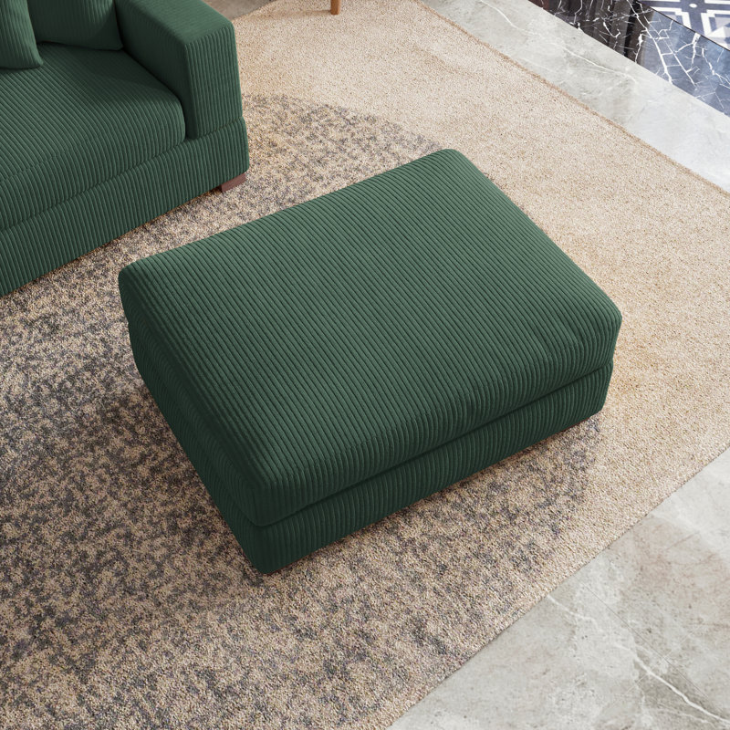 105.9cm Wide Square Solid Colour Standard Ottoman, Hunter Green