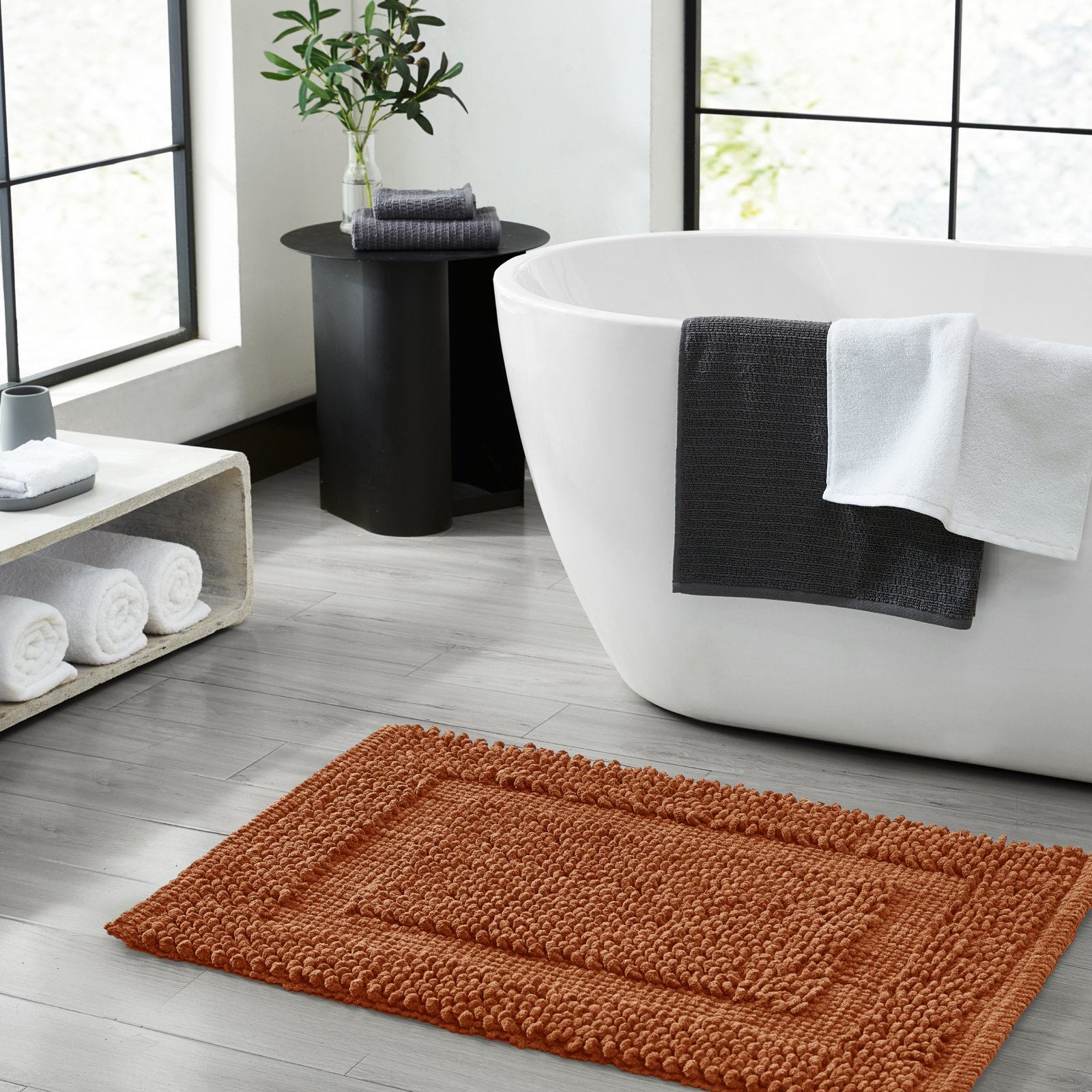 Payten Classic Cotton Bath Mat, Rust, Single - 27"W x 45"L
