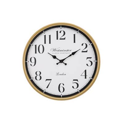 Horloge, horloge murale ronde 16 po, cadre doré, transitionnel