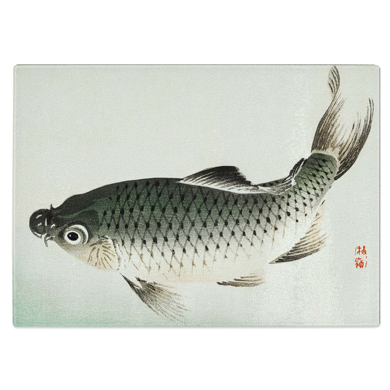 Tempered Glass Carp Fish Chopping Board, 28.5 cm W x 20 cm L