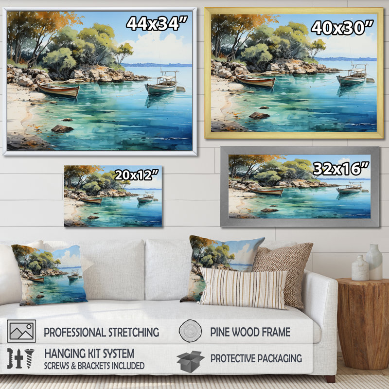 Dominicain Tranquil Bay I, reproduction d'art sur toile, H 30 po x l 40 po x P 1,5 po, Cadre photo argenté