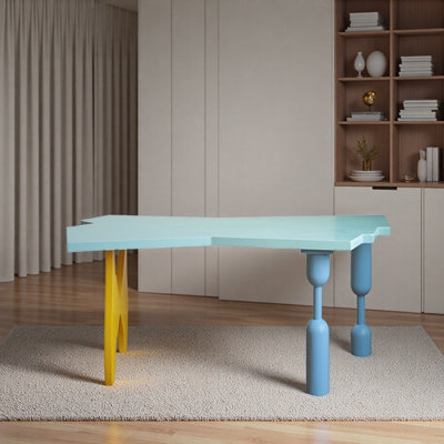 Colourful Creative Design Shaped Ash Wood Desk