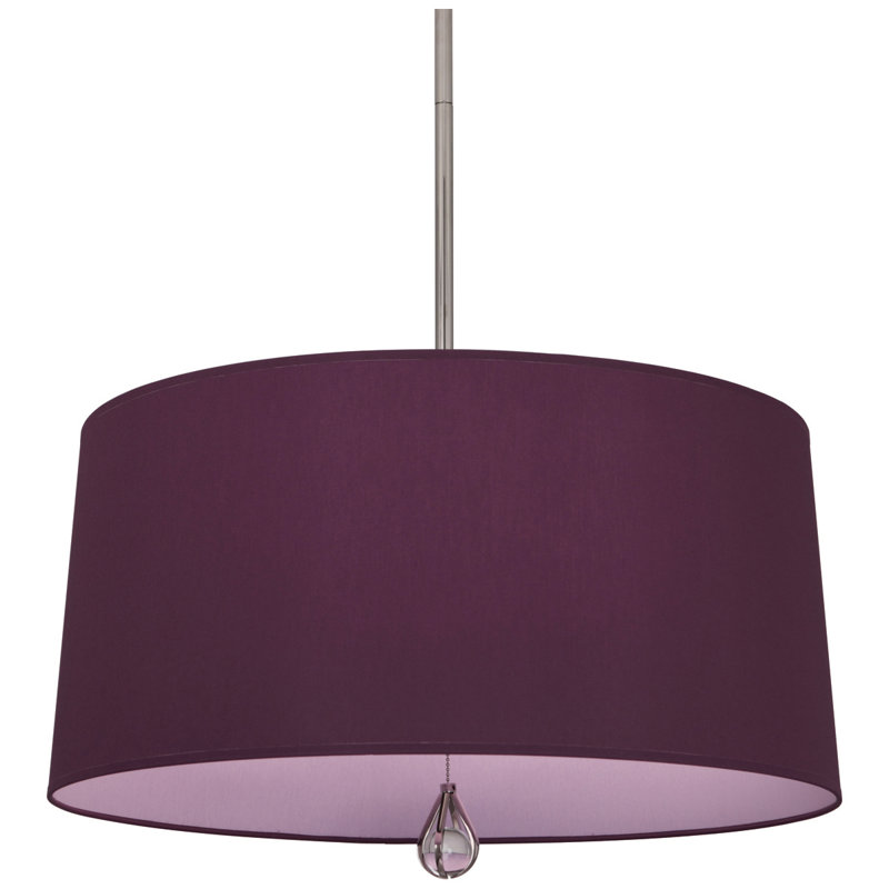 Custis 3 - Light Drum Chandelier, Greenhow Grape Fabric, Polished Nickel