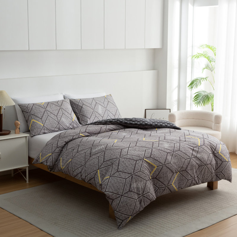 Premium Reversible Duvet Cover Set with Zipper Closure and Corner Ties, Super King Duvet Cover + 2 Standard Pillowcases