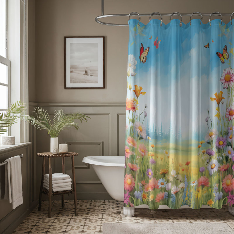 Rideau de douche standard 1 pièce Flora Blossom, H 74 po x l 71 po