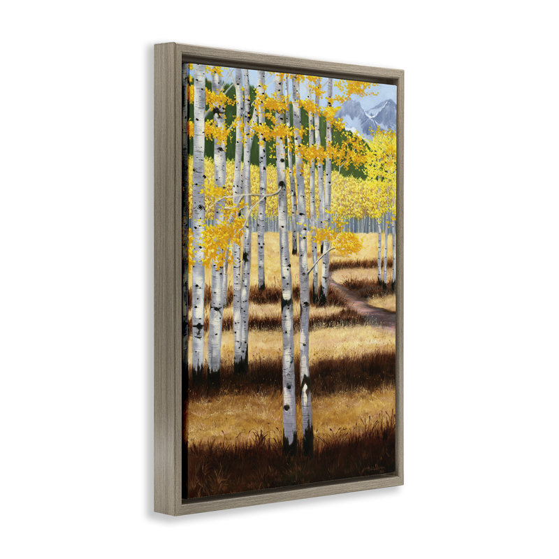 Cadre flottant Autumn Birch Trees, par Julie Peterson, H 25 po x l 17 po, Cadre flottant orme Montalcino