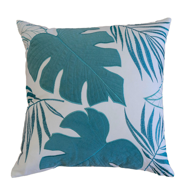 Coussin décoratif Autumn Vibes, Carré 20 po, Motif floral bleu