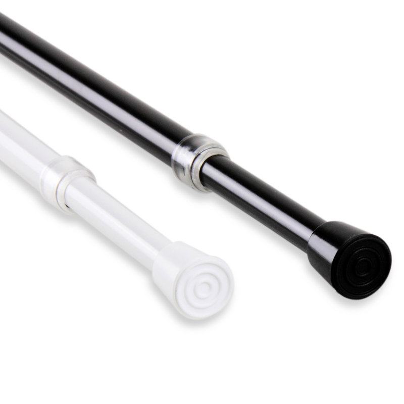 Black Adjustable Steel Tension Curtain Rod, 18"-28"