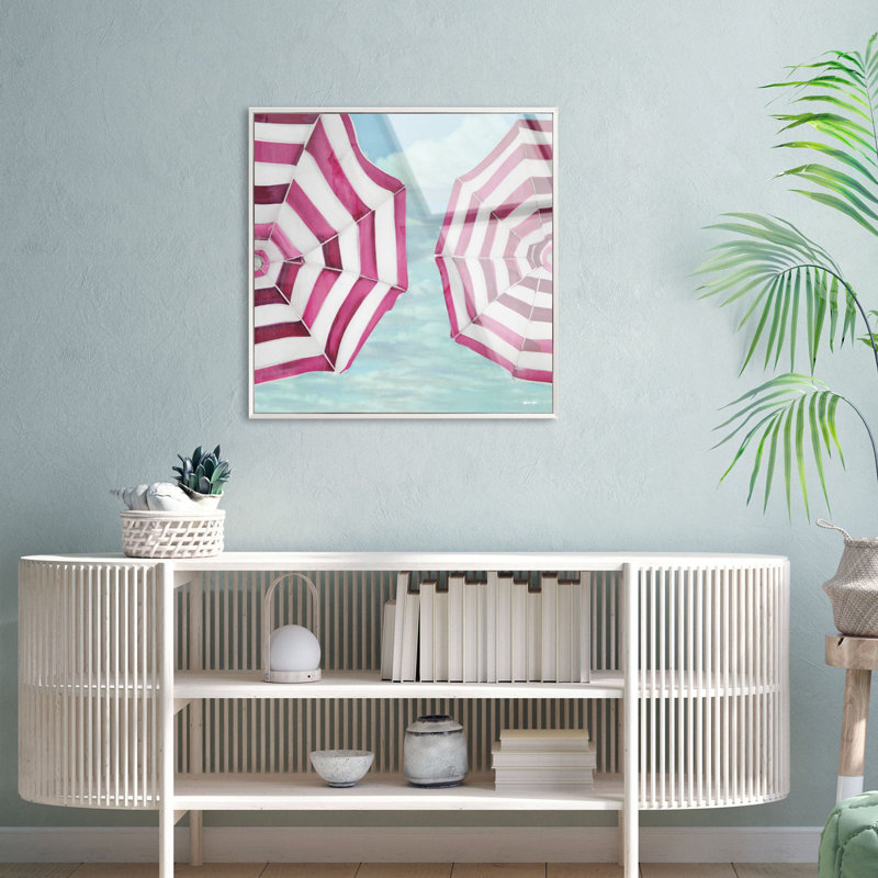 Sun Umbrellas in Miami Framed Acrylic Art by Oliver Gal, 17" H x 17" W