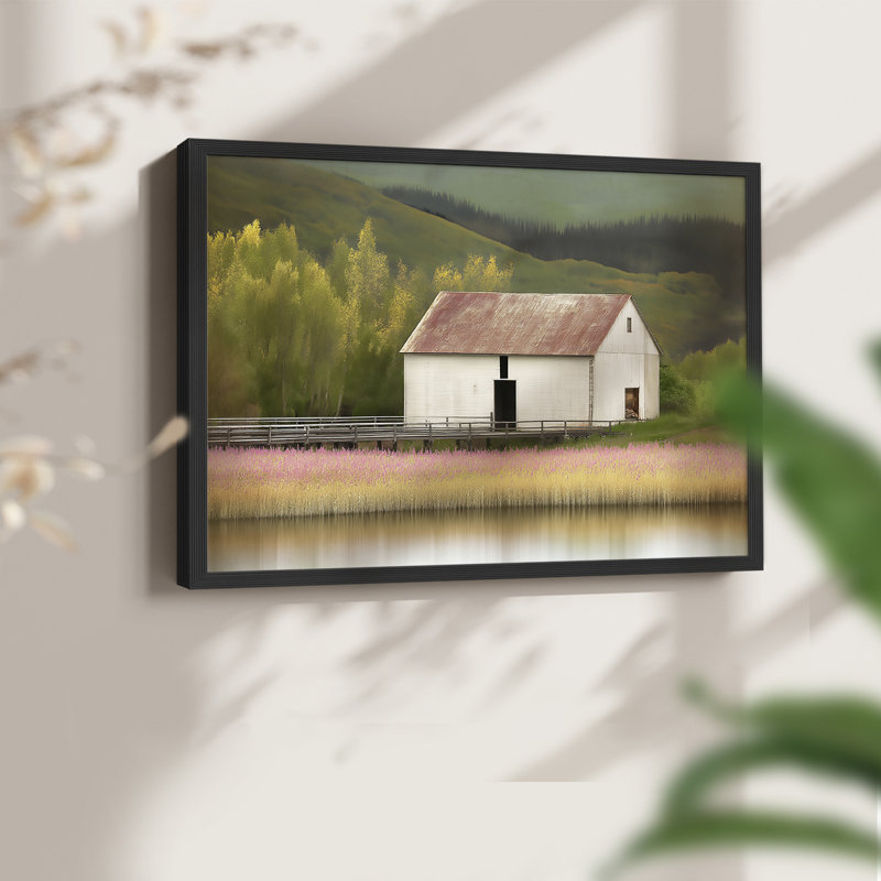 Paysage, série XXVVII, reproduction encadrée, H 11 po x l 14 po, Noir, noir, noir, noir