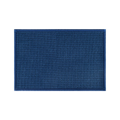 15.75 In. X 23.62 In. Chenille Bath Rug Mat, Non Slip, Soft And Highly Absorbent Microfiber Mats For Bathroom, Dark Blue