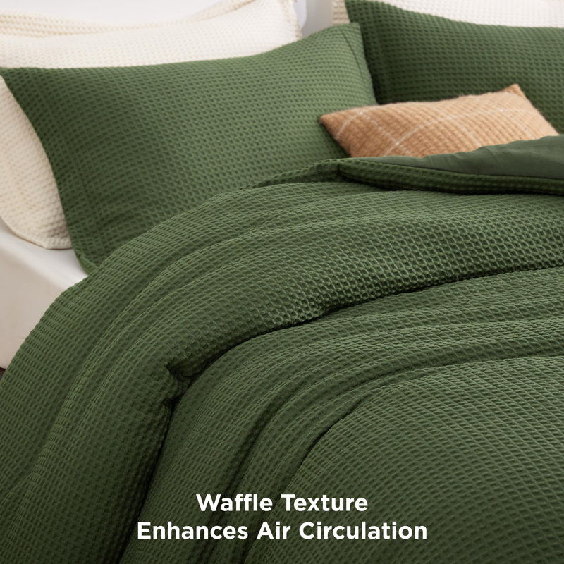 Bedsure Waffle Comforter Set Soft and Breathable Bedding Comforter Set, King Comforter + 2 Shams
