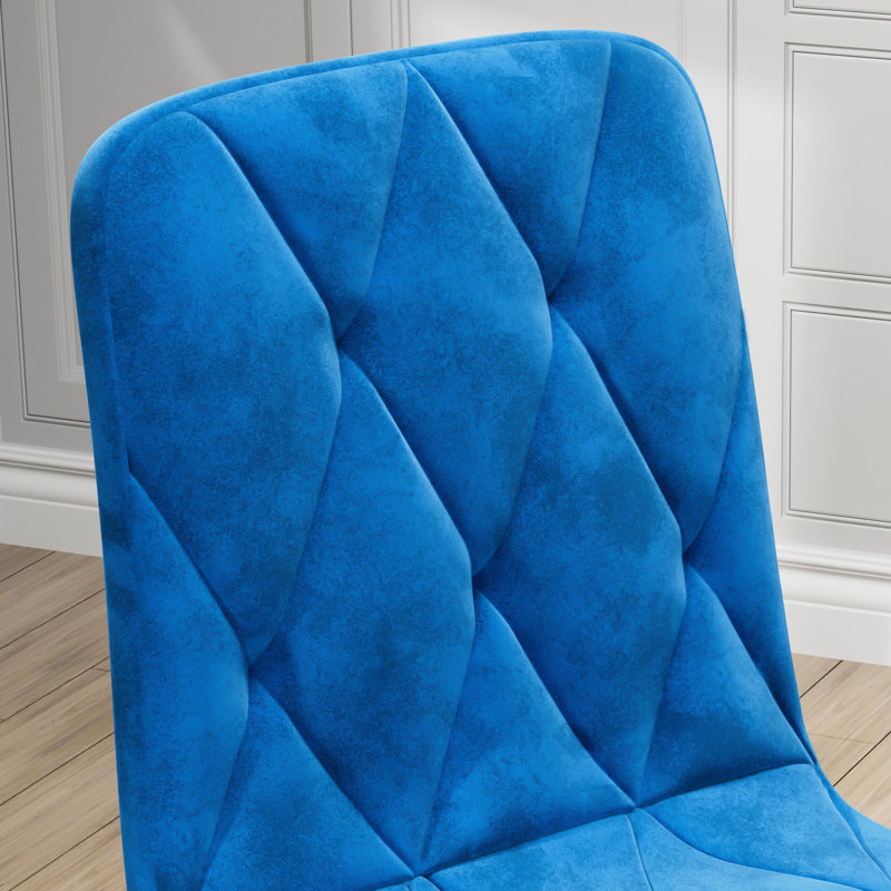 4 chaises de salle à manger en velours bleu - Pieds de soutien robustes, conception ergonomique pour le confort de la cuisine 4, courbé plus haut