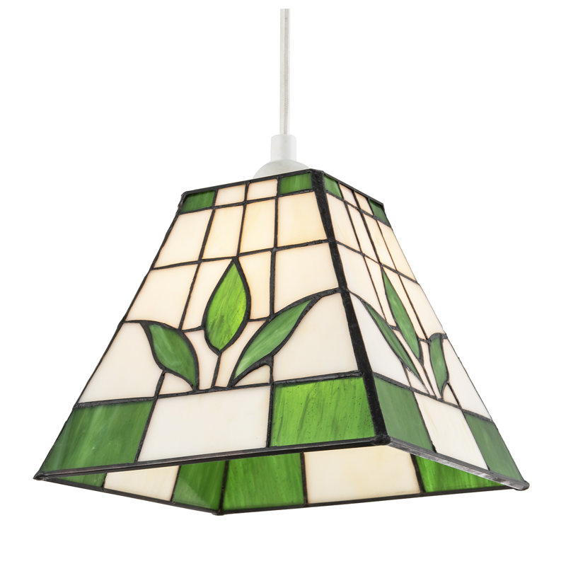 17cm H Glass Square Pendant Shade ( No Direct Attachment Method ), Green