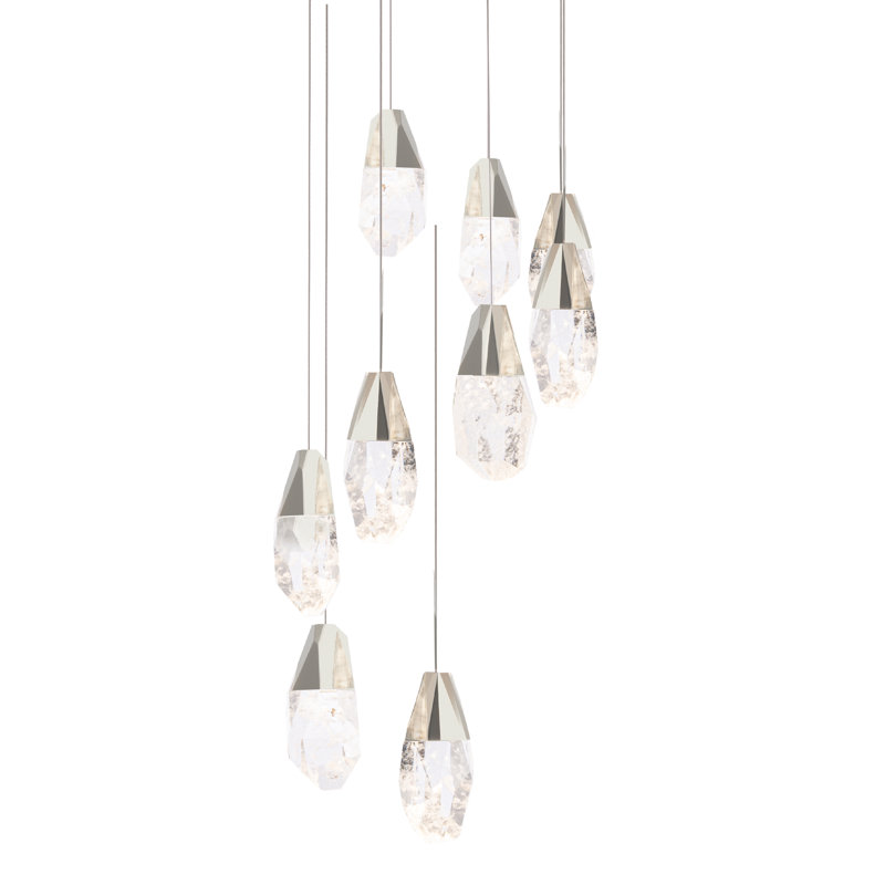 Martini 9 - Light LED Pendant, Polished Nickel, Optic Haze Crystal