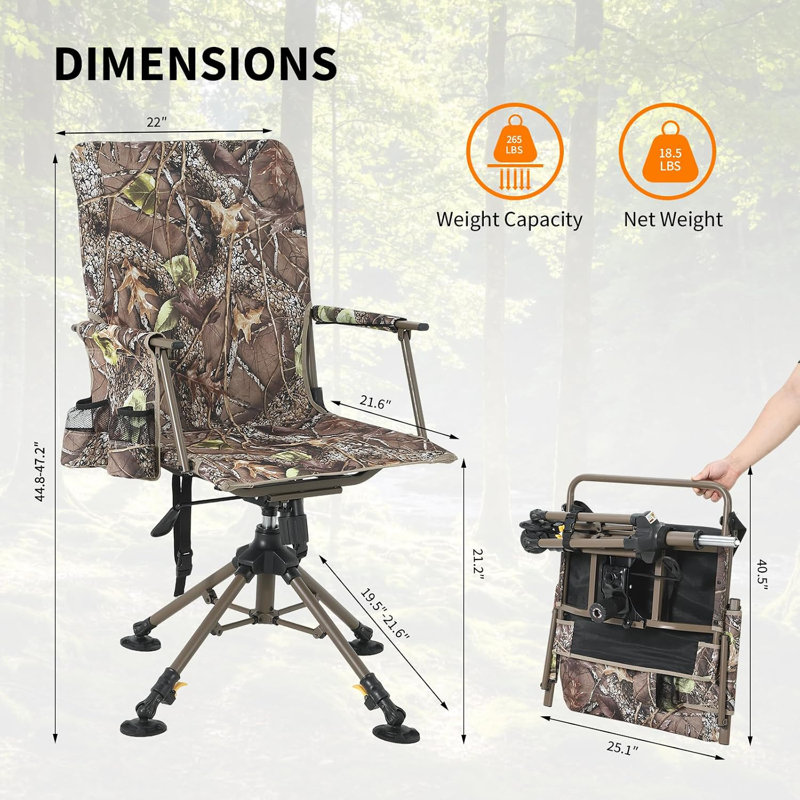 Camping Chair, Brown, Brown-stainless steel