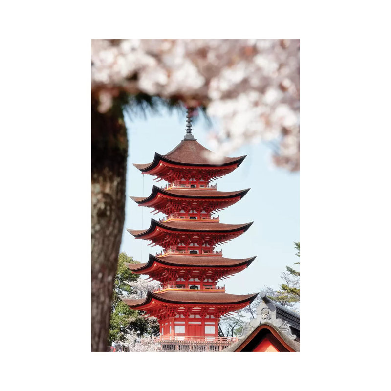 Miyajima Pagoda With Sakura by Philippe Hugonnard - Wrapped Canvas Gallery-Wrapped Canvas Giclée, 20.32 cm H x 30.48 cm W