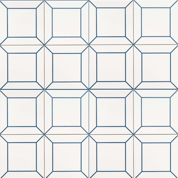 Frame 6" x 6" Blue Glossy Ceramic Wall Tile