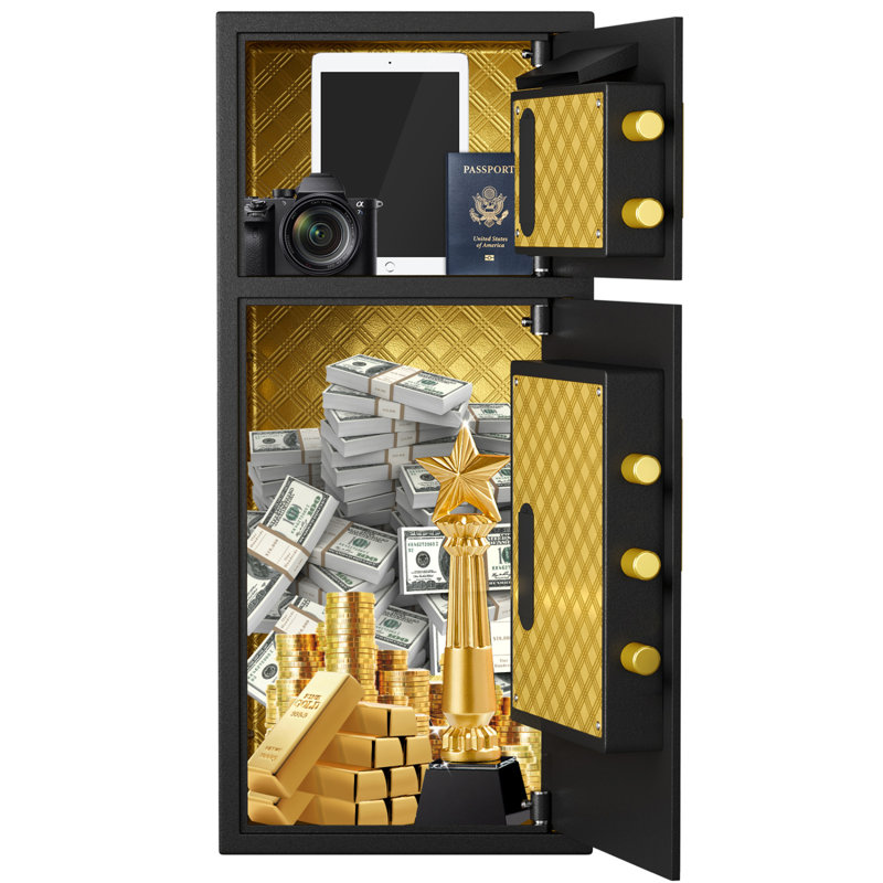 Fireproof Waterproof Double-Door Safe with Coin Slot & Hidden Code, 7.0 Cubic Feet