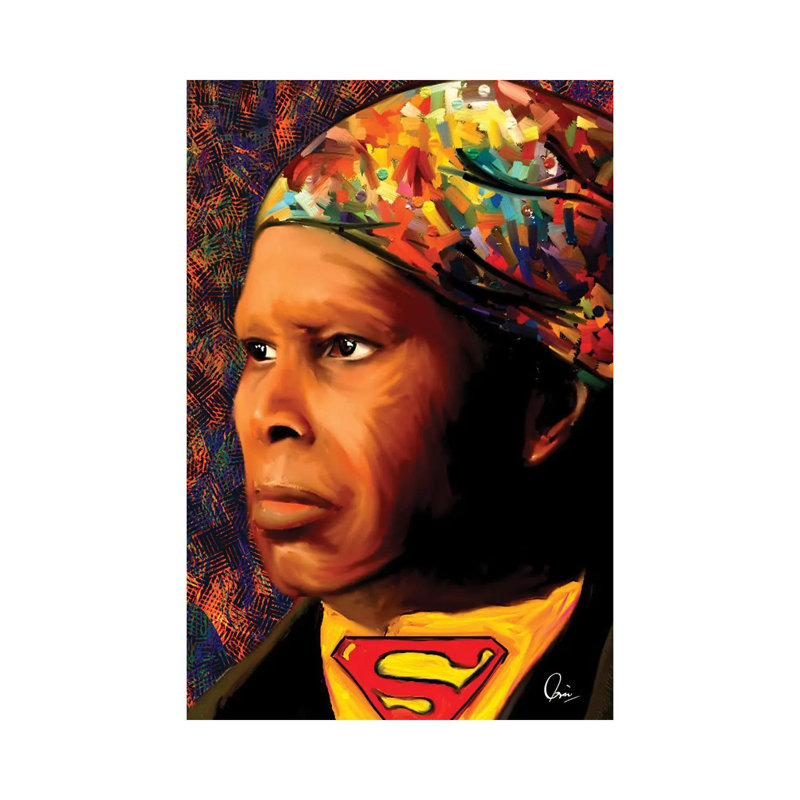«Harriet Tubman SuperHero» par Crixtover Edwin - impression sur toile tendue, H 18 po x l 12 po x 1,5 po