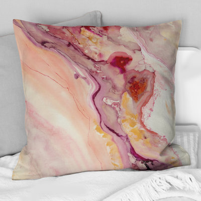 Encounters At Redden Point I - Abstract Liquid Ink Printed Throw Pillow