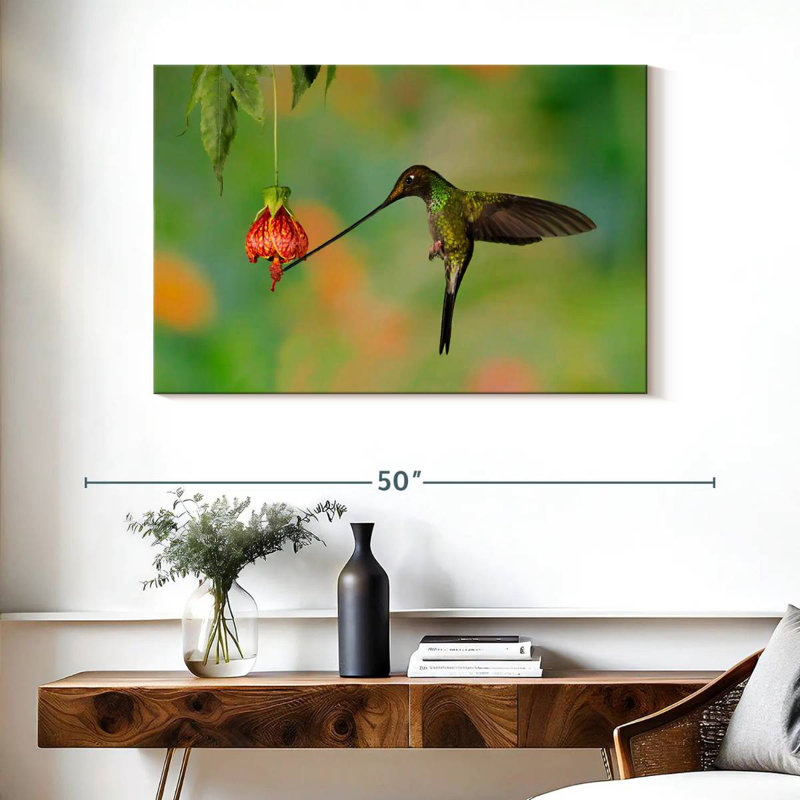 Hummingbird Eating Nectar, 26" H x 39" W
