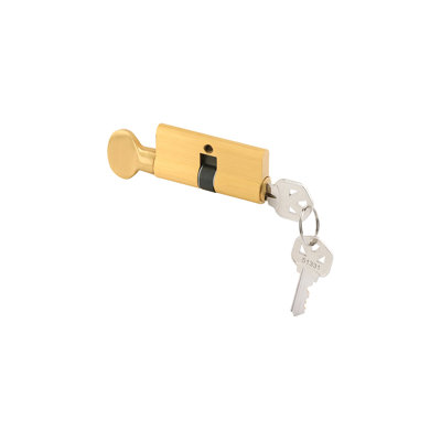 FHC K5062 Key Cylinder With Thumbturn, Solid Brass and Steel Construction, 5-Pin Tumbler, Non Handed Design, Polished Brass Finish, Single Pack