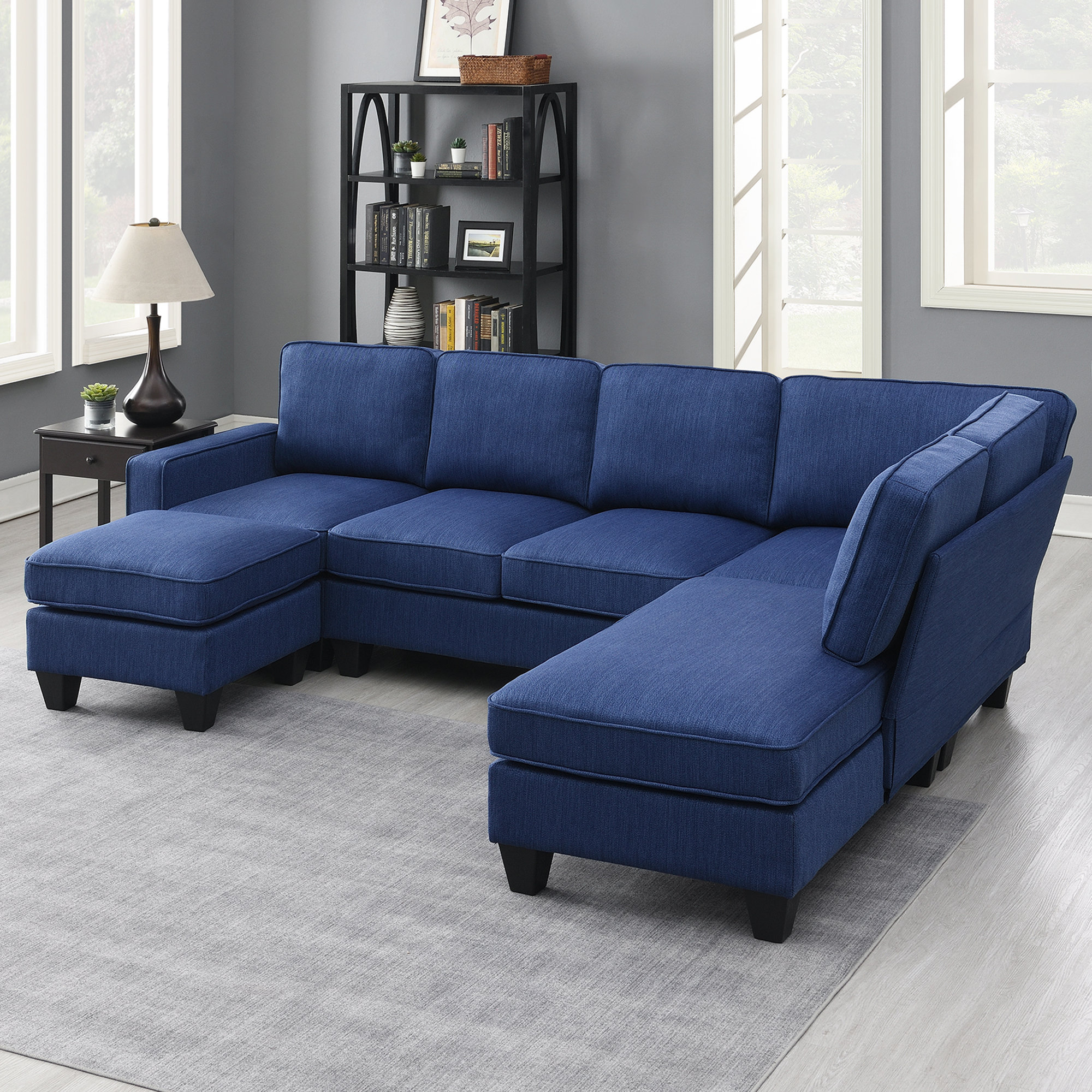 Latitude Run® Lewy L-Shape Linen Upholstered Sectional Sofa Set, 7 ...