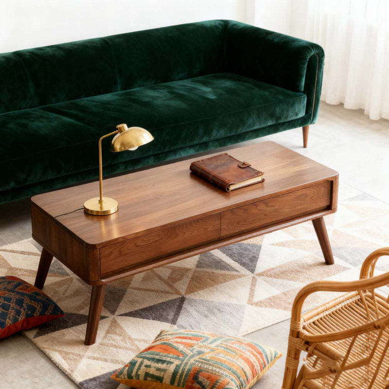 Table basse, H 17,72 po x L 47,24 po x l 25,59 po, Noyer