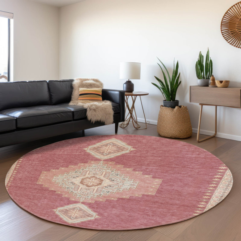 Premium Machine Washable Colmenero AMF1014 Oriental Rug, Round 8'
