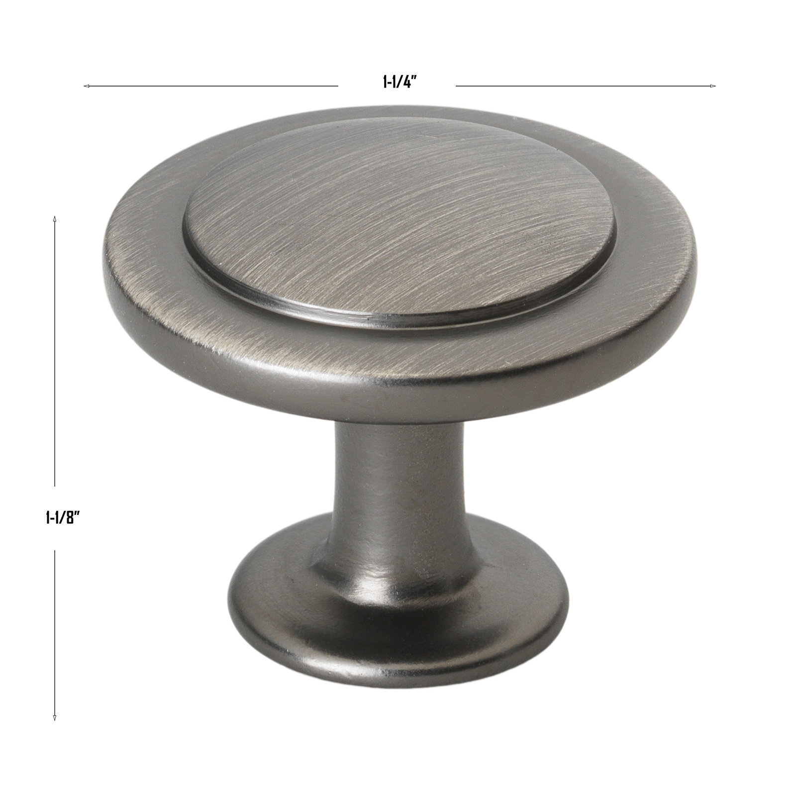 1 1/4" Diameter Mushroom Knob Multipack, Satin Pewter