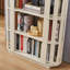 Bibliothèque ovale en bois ouverte, bibliothèque autoportante à cadre en panneau de fibres à densité moyenne, support de rangement à 5 niveaux facile à assembler pour le salon, décoration de bureau à domicile-581312291