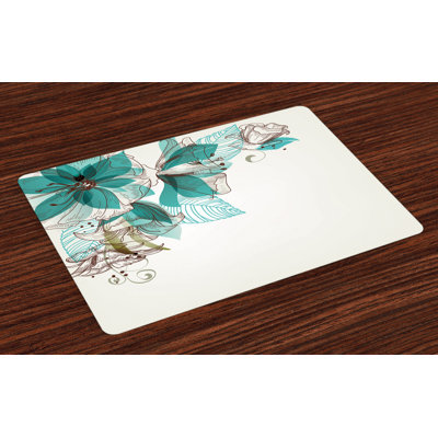 Roberto Retro Flowers Buds Leaf Placemat