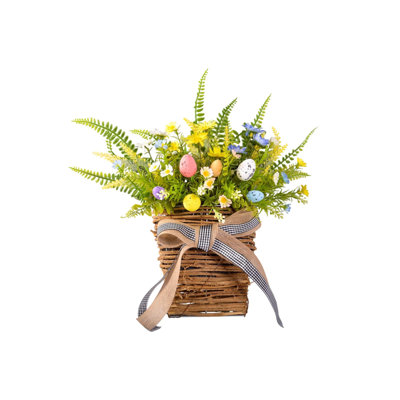 Door Hanging Basket Easter Egg Wreath Wall Hanging Porch Farmhouses Simulation Flower Home Decoration Hanging Decoration