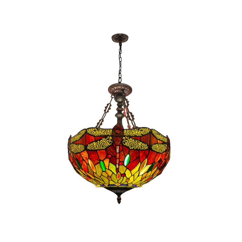 Luminaire suspendu inversé à 3 lumières en bronze foncé de style Tiffany Bloomsbury Market Alesandra