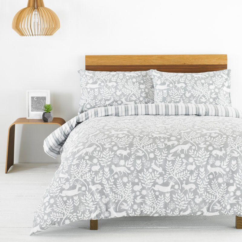 Southbridge Brushed Cotton Duvet Cover Set, Double - 2 Standard Pillowcases, Grey