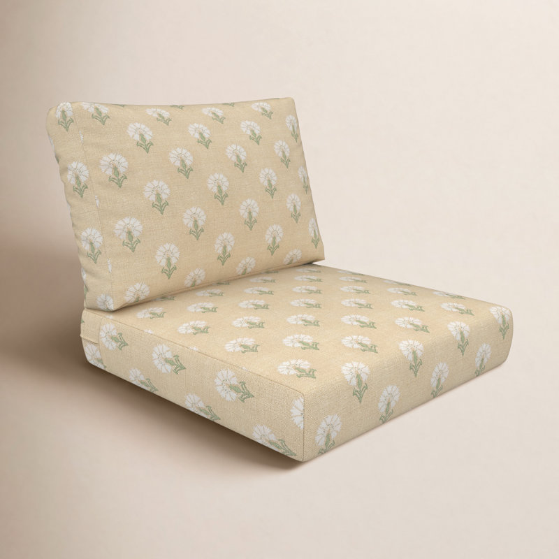 Amala Sunbrella® Outdoor Lounge Chair Seat/Back Cushion, Sunbrella Mira Sunshine