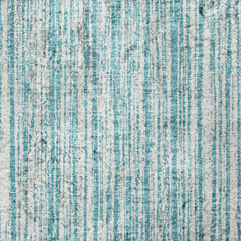 Tapis à rayures Shaggy Dream lavable à la machine de qualité supérieure, Teal, 2'6" x 3'10"