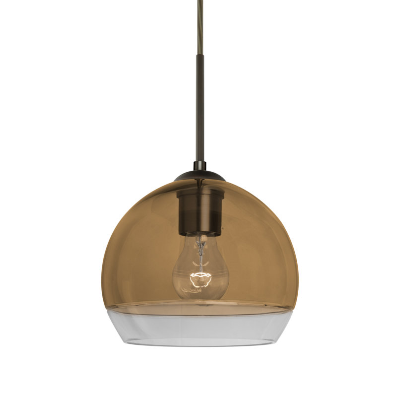 Emelia 1 - Light Single Pendant, Amber, Bronze, 9.75" H x 11.5" W x 11.5" D