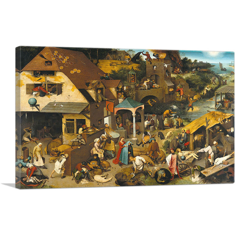 «Proverbes hollandais» par Peter Bruegel l'Ancien, reproduction d'art sur toile tendue, H 12 po x l 18 po x P 0,75 po