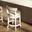 26" Counter-Height Bar Stool With 180-Degree Automatic Return, White Wood Frame, Gray Faux Leather Seat And Back, Nailhead Trim, Curved Legs, 20.41 In Depth, 20.73 Width, 37.03 Height, 26.36 Lb