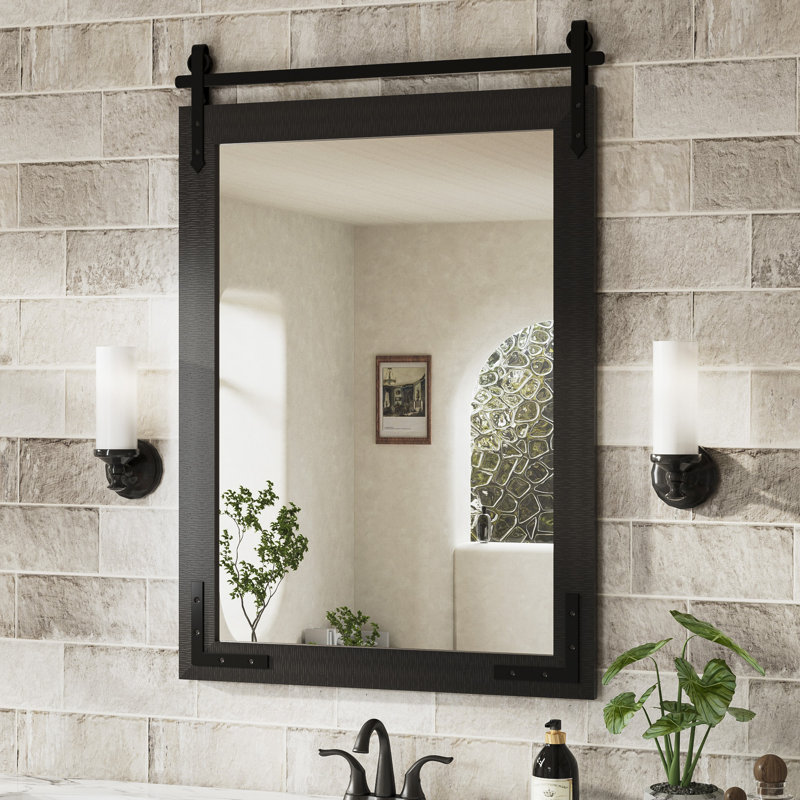 Solid Wood Rectangle Mirror, Black, 91.4cm x 61cm