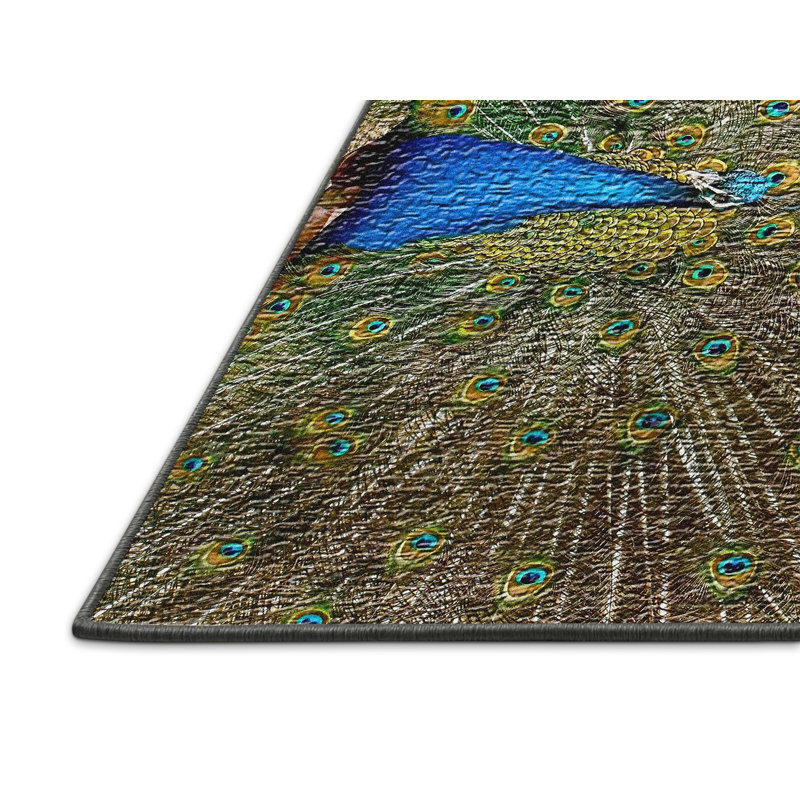 Tapis jaune Peacock, Rectangle 4 pi x 6 pi