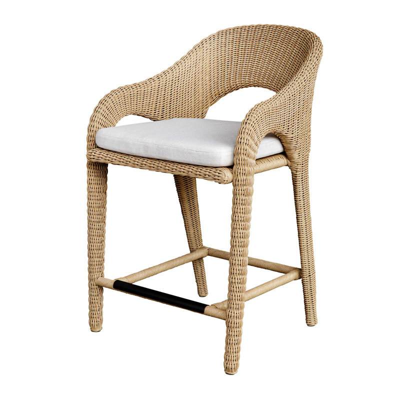 Uttermost Kavali Outdoor Wicker Counter Stool, 23.75"