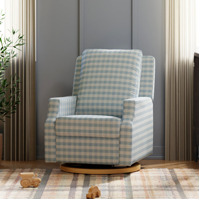 Crewe Electronic Recliner and Swivel Glider in Eco-Performance Fabric, Blue/White