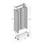 Présentoir de plancher en carton H-Unit sur base à roulettes. Taille du panneau central: l 32 po x H 60 po, taille du panneau latéral: l 16 po x H 60 po